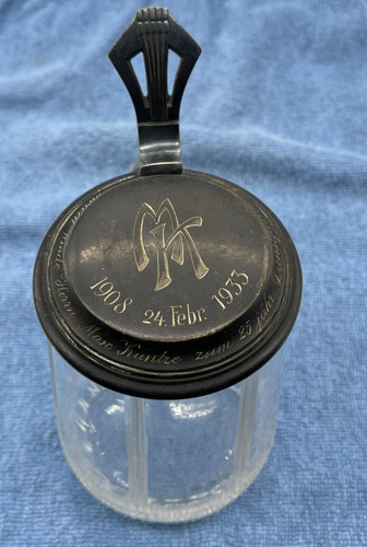 Antiker glas bierkrug wmf - bierkrug, 3/0